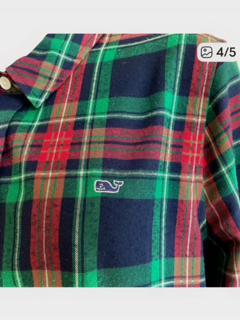 Vineyard Vine Women’s Green and Red Plaid Button-Down Shirt - Picture 5 of 6